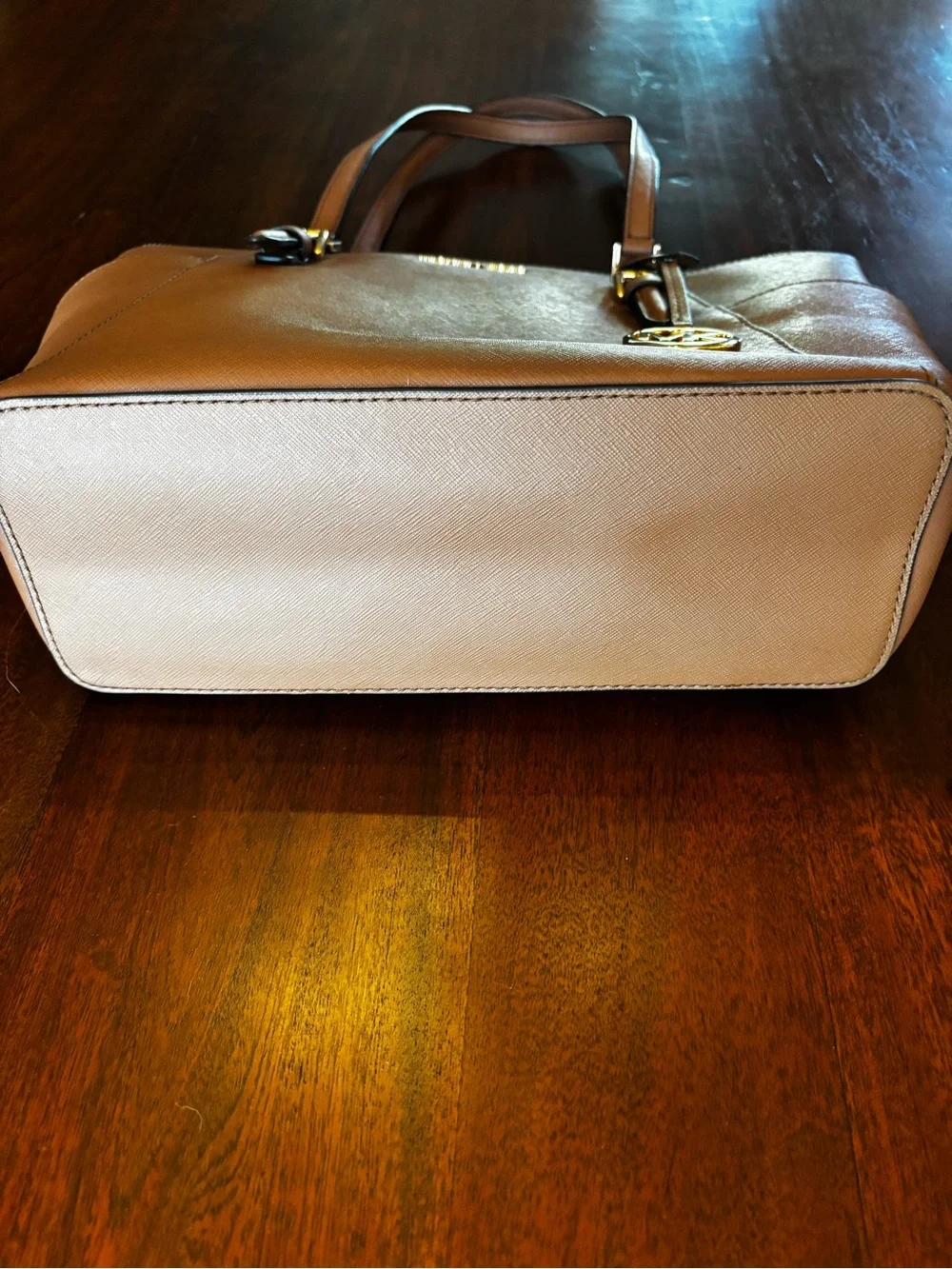 Michael Kors Taupe Saffiano Leather Tote with Gold Hardware